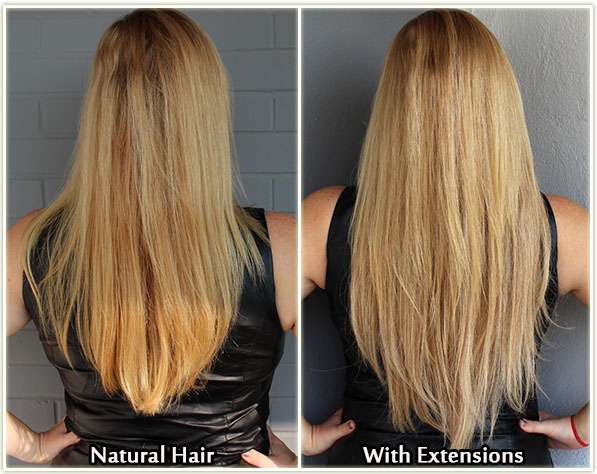 Natural Hair compared to Irresistible Me extensions - back view