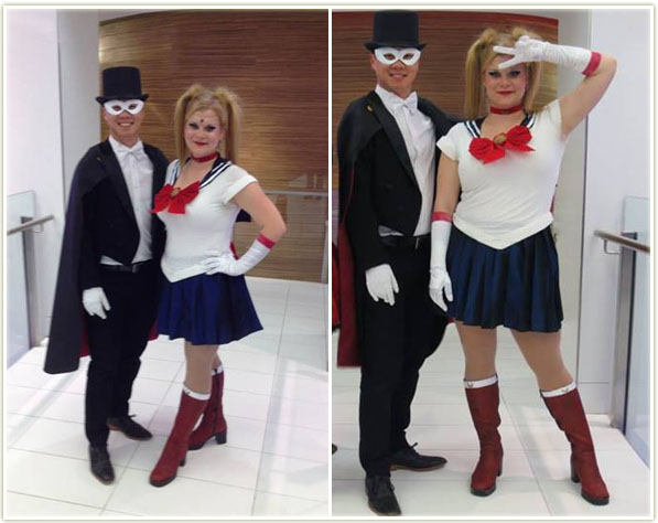 Full costumes! Tuxedo Mask with Sailor Moon