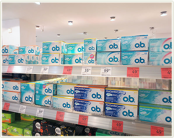 o.b. tampons spotted while I was on vacation in Prague