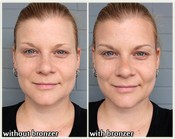 With and without Make Up For Ever Pro Bronze Fusion in 30M (and with eyebrows, lol)