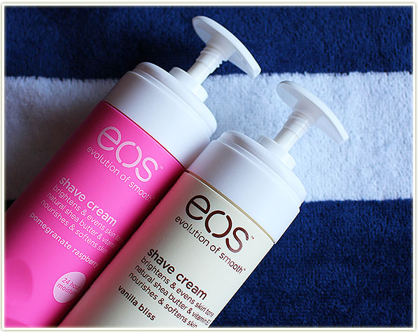 eos shave creams in Pomegranate Raspberry and Vanilla Bliss