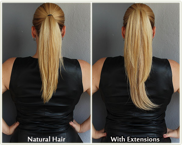 Natural Hair compared to Irresistible Me extensions - ponytail