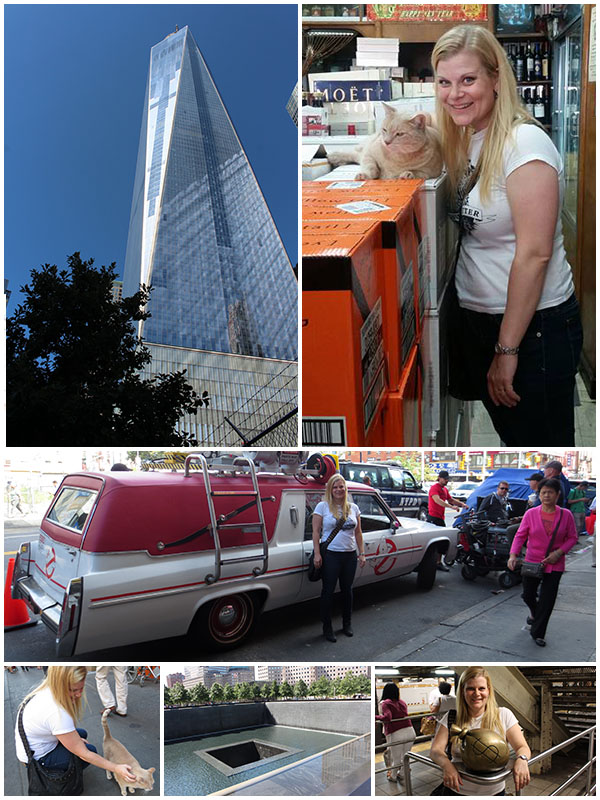 Day 4 - Visited the new World Trade Center and monument, discovered the Ghostmobile in Chinatown, fell in love with a blonde cat and shot a lot of pictures of the sculptures at 14th Street Station.