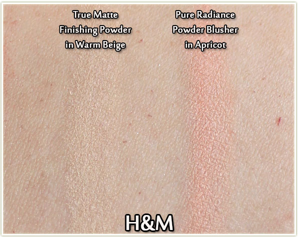H&M True Matte Finishing Powder in Warm Beige and Pure Radiance Powder Blusher in Apricot (swatches)