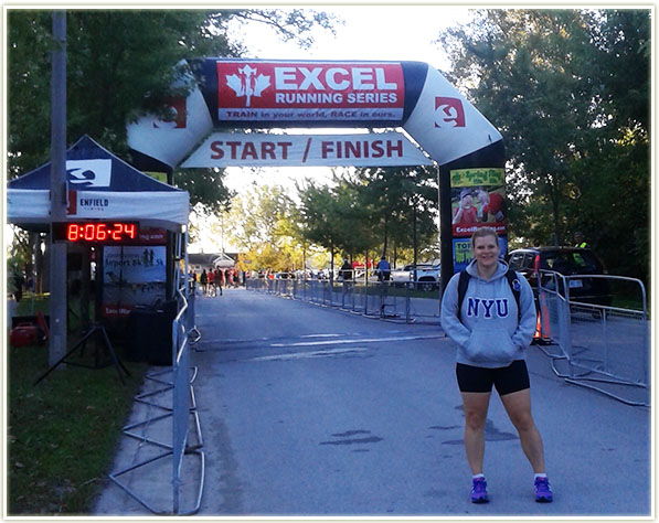 Standing in front of the Start/Finish Toronto 10 Miler