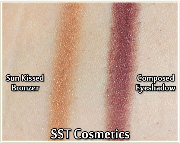 SST Cosmetics swatches - Sun Kissed bronzer and Composed eyeshadow
