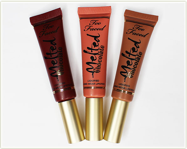 Too Faced Melted Chocolate Lipsticks in Chocolate Cherries, Chocolate Milkshake & Chocolate Honey