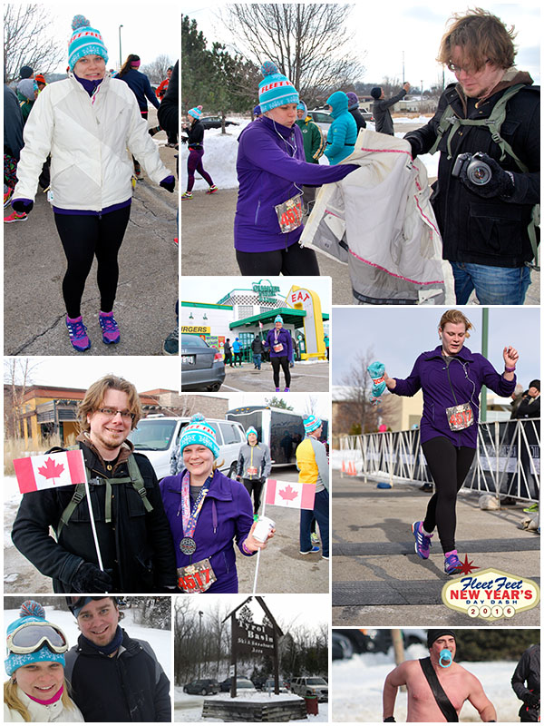 Day 8 - New Year's Day Dash (5 mile race) in Middleton, snowboarding/skiing at Tyrol Basin