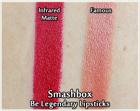 Smashbox Be Legendary Lipsticks in Infrared Matte and Famous - swatches