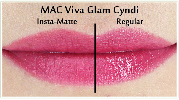 Smashbox Insta-Matte on MAC Viva Vlam Cyndi lustre lipstick