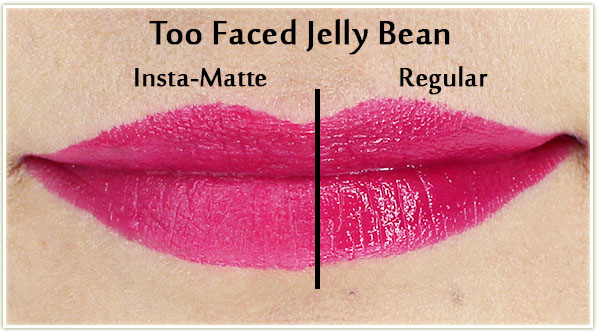 Smashbox Insta-Matte on Too Faced La Creme lipstick in Jelly Bean