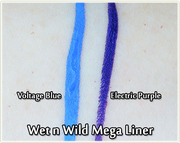Wet n Wild Mega Liners in Voltage Blue & Electric Purple - swatches