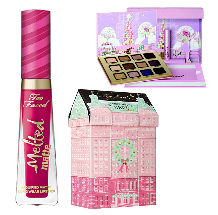 Too Faced Holiday 2016 - Melted Matte in Candy Cane, Merry Macarons set and Grande Hotel Cafe set