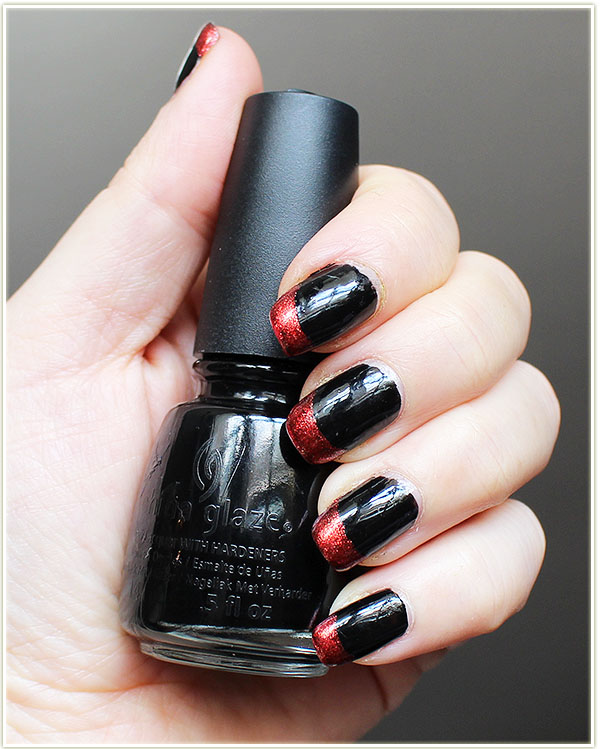 Halloween Nails - polish being held is China Glaze Liquid Leather