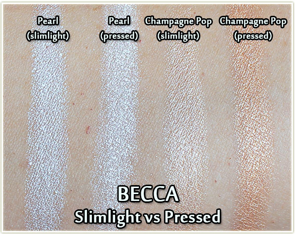 BECCA Slimlight vs Pressed - Pearl & Champagne Pop