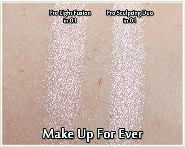 MAKE UP FOR EVER Pro Light Fusion compared to the Pro Sculpting Duo - swatch
