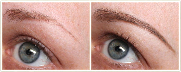 Left - naked brow, Right - Wearing Brow Precise in Blonde