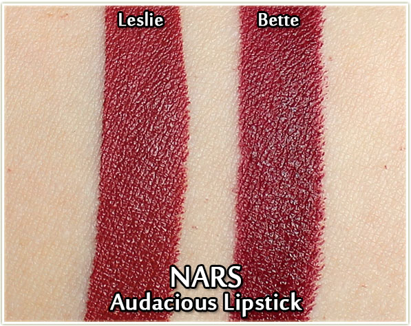 NARS Audacious Lipsticks - Leslie and Bette - swatches