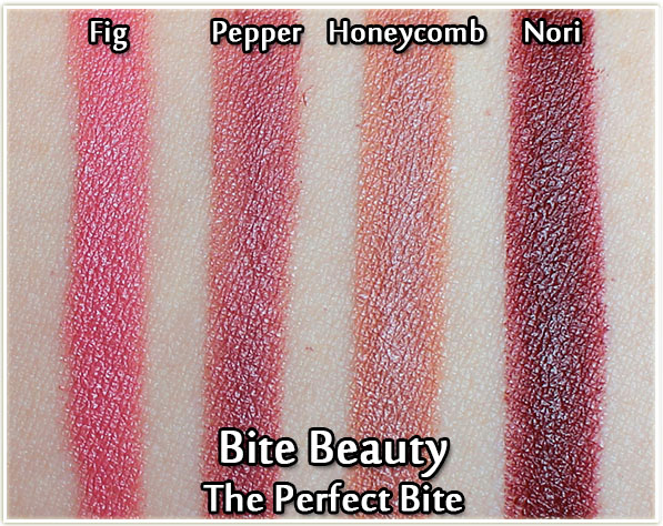 Bite Beauty The Perfect Bite - Fig, Pepper, Honeycomb and Nori - swatches