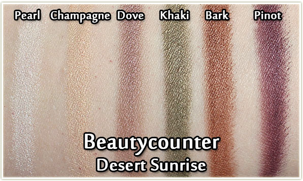 Beautycounter Desert Sunrise palette - eyeshadow swatches