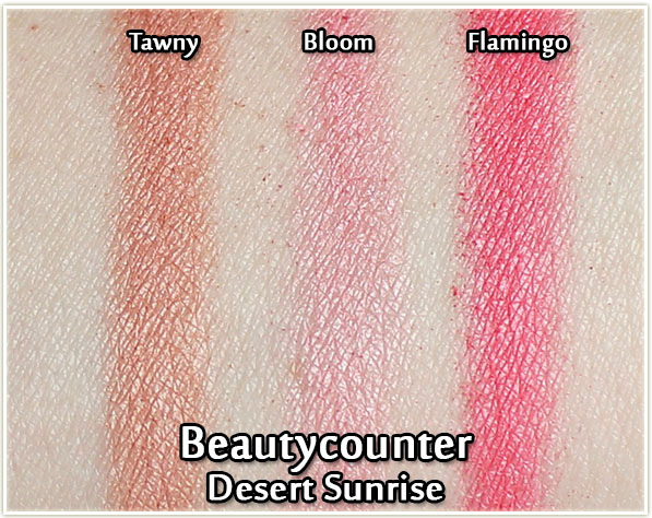 Beautycounter Desert Sunrise palette - blush swatches