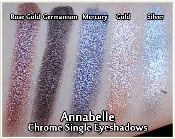 Annabelle Chrome Eye Shadows - swatches