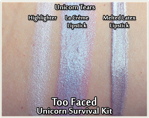 Too Faced Unicorn Survival Kit Unicorn Tears swatches