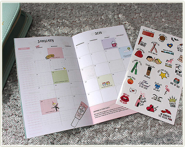 Comes with a 12 month calendar planner and a sticker set.