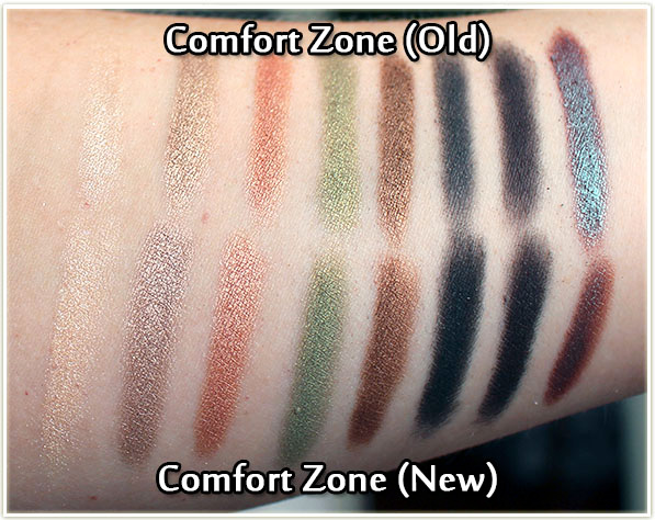 Wet n Wild - Comfort Zone - old vs new - swatches