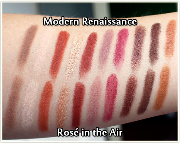 Rosé in the Air vs Modern Renaissance - swatches