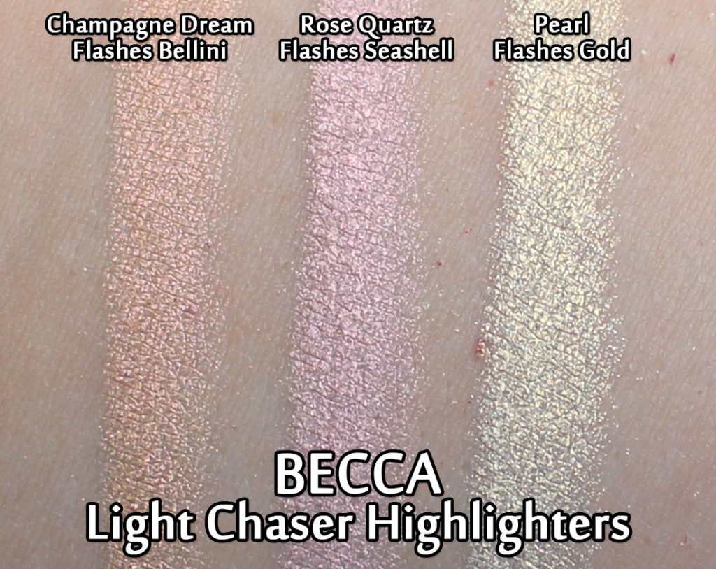 BECCA Light Chaser Highlighters - swatches