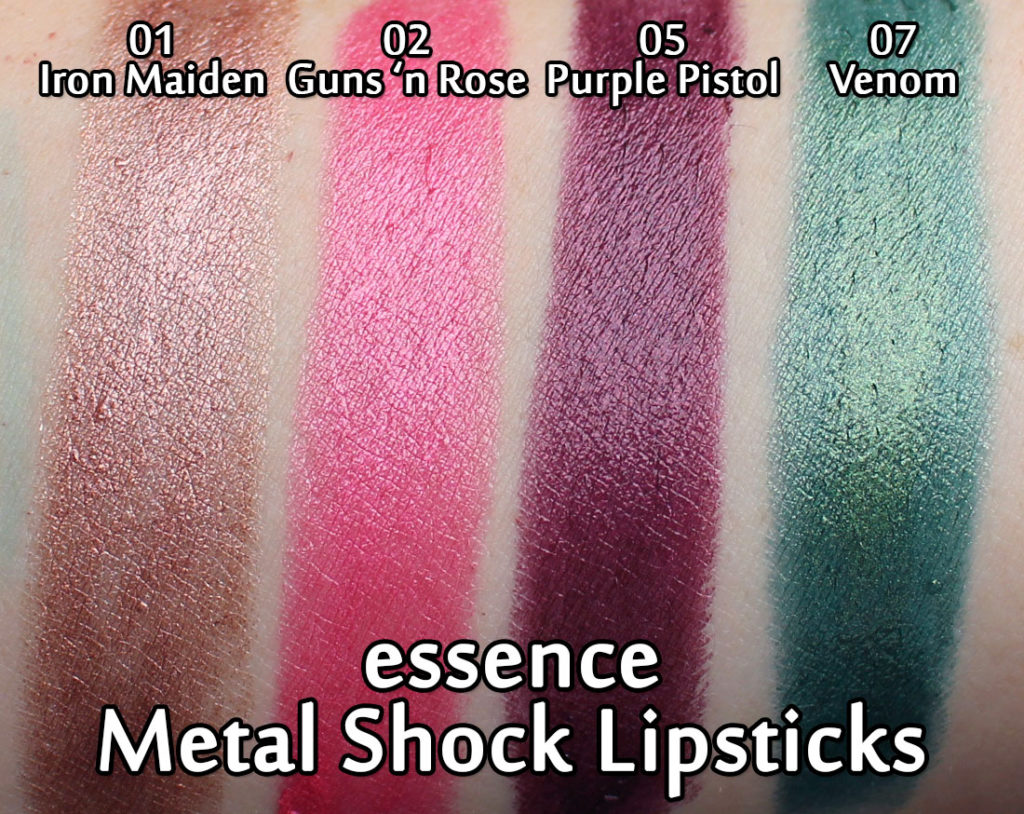 essence Metal Shock Lipsticks - swatches