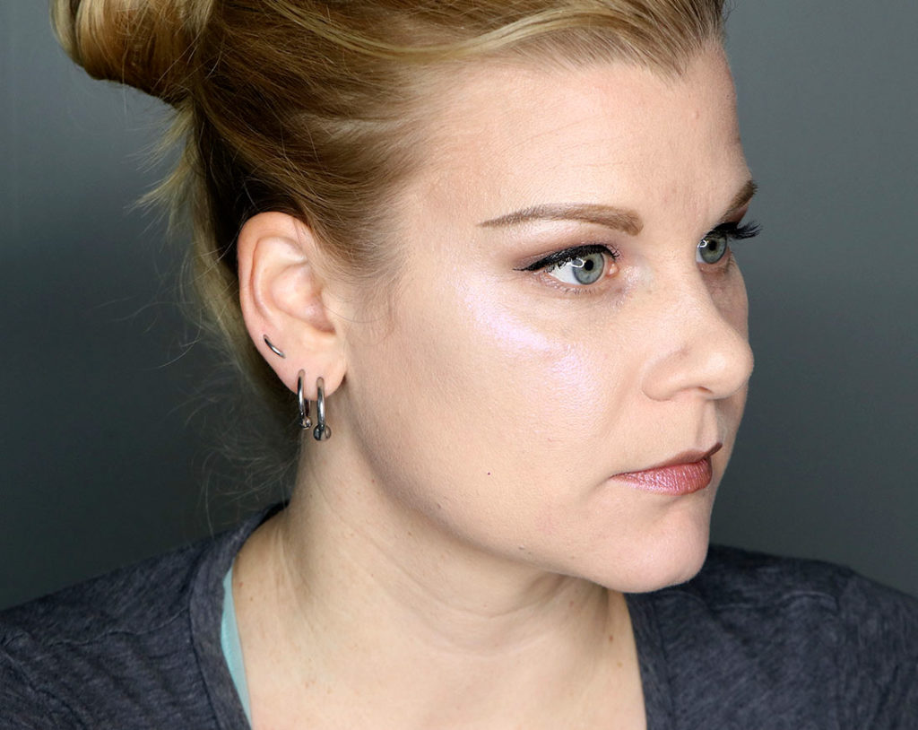 Wearing Blush Pearl on cheeks