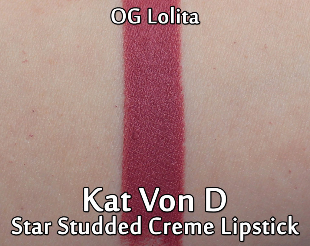 Kat Von D Star Studded Kiss Crème Lipstick in OG Lolita - swatched