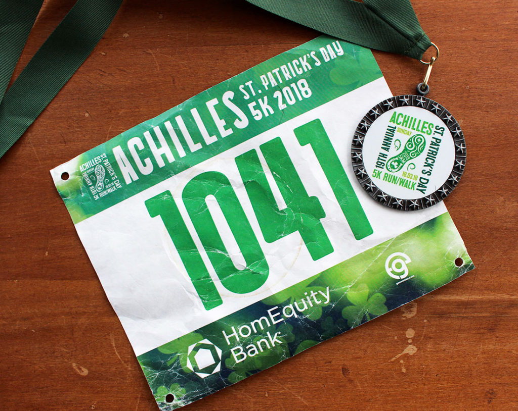 2018 Achilles St. Patrick's Day Race Bib + Medal