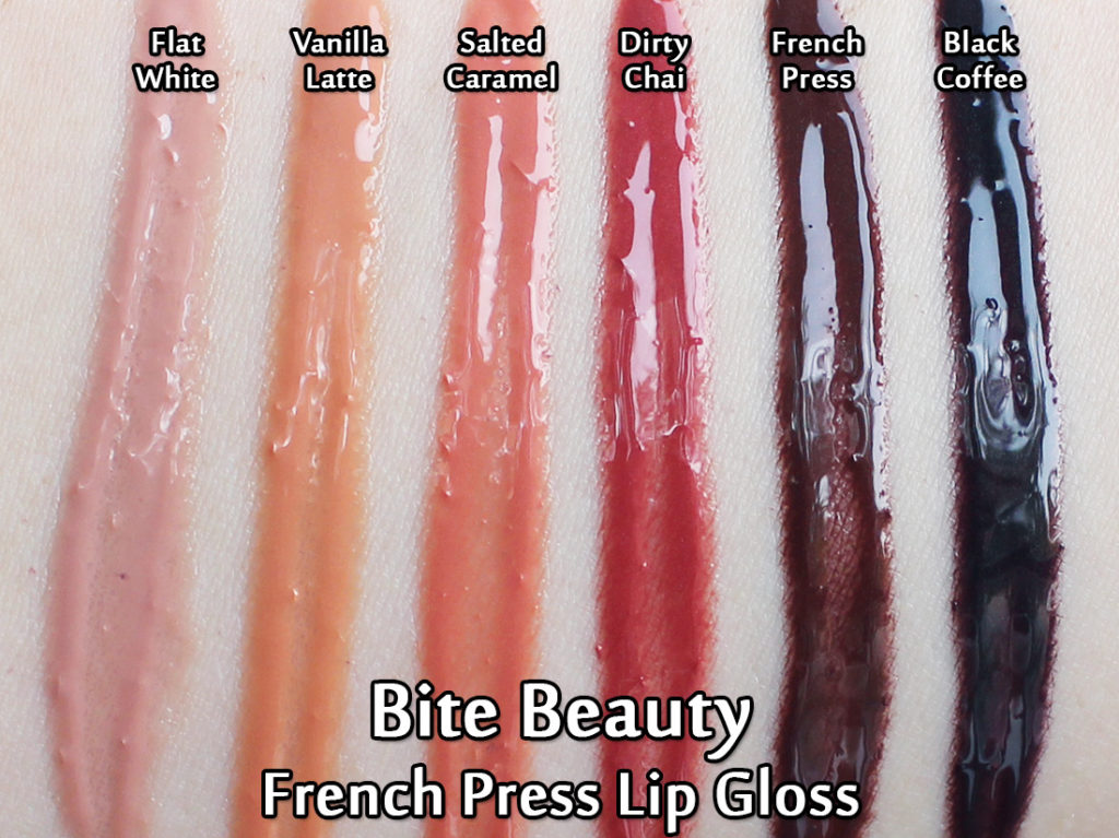 Bite Beauty French Press Lip Glosses - swatched
