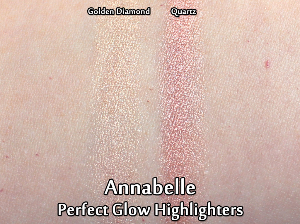 Annabelle Perfect Glow Highlighters in Golden Diamond and Quartz - swatches