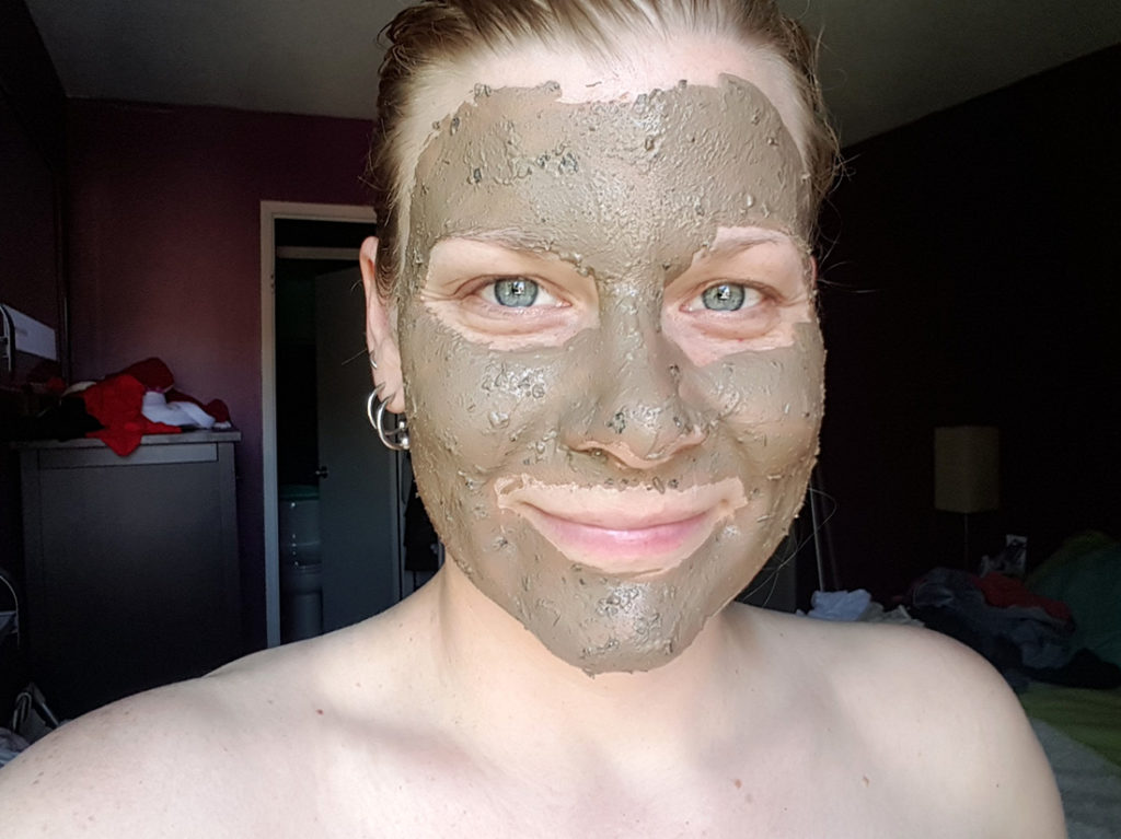 Wearing the Himalayan Charcoal Purifying Glow Mask