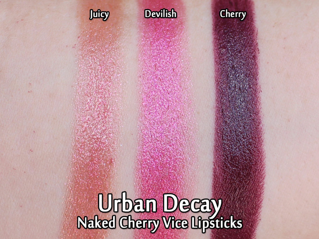 Urban Decay Naked Cherry Lipsticks - swatches