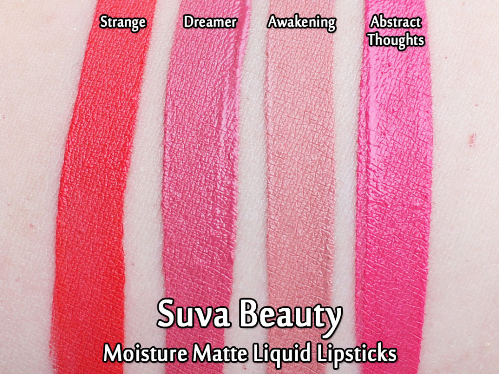 Suva Beauty Moisture Matte Liquid Lipsticks - swatches