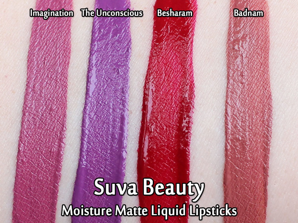 Suva Beauty Moisture Matte Liquid Lipsticks - swatches