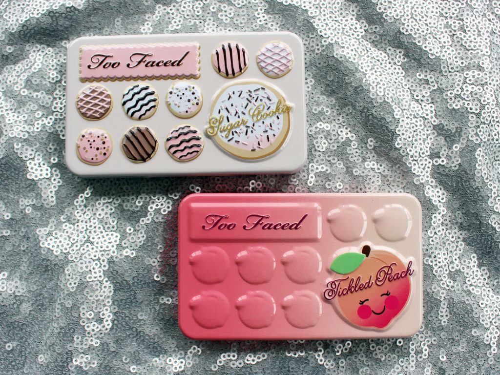 Too Faced mini eyeshadow palettes in Sugar Cookie and Tickled Peach