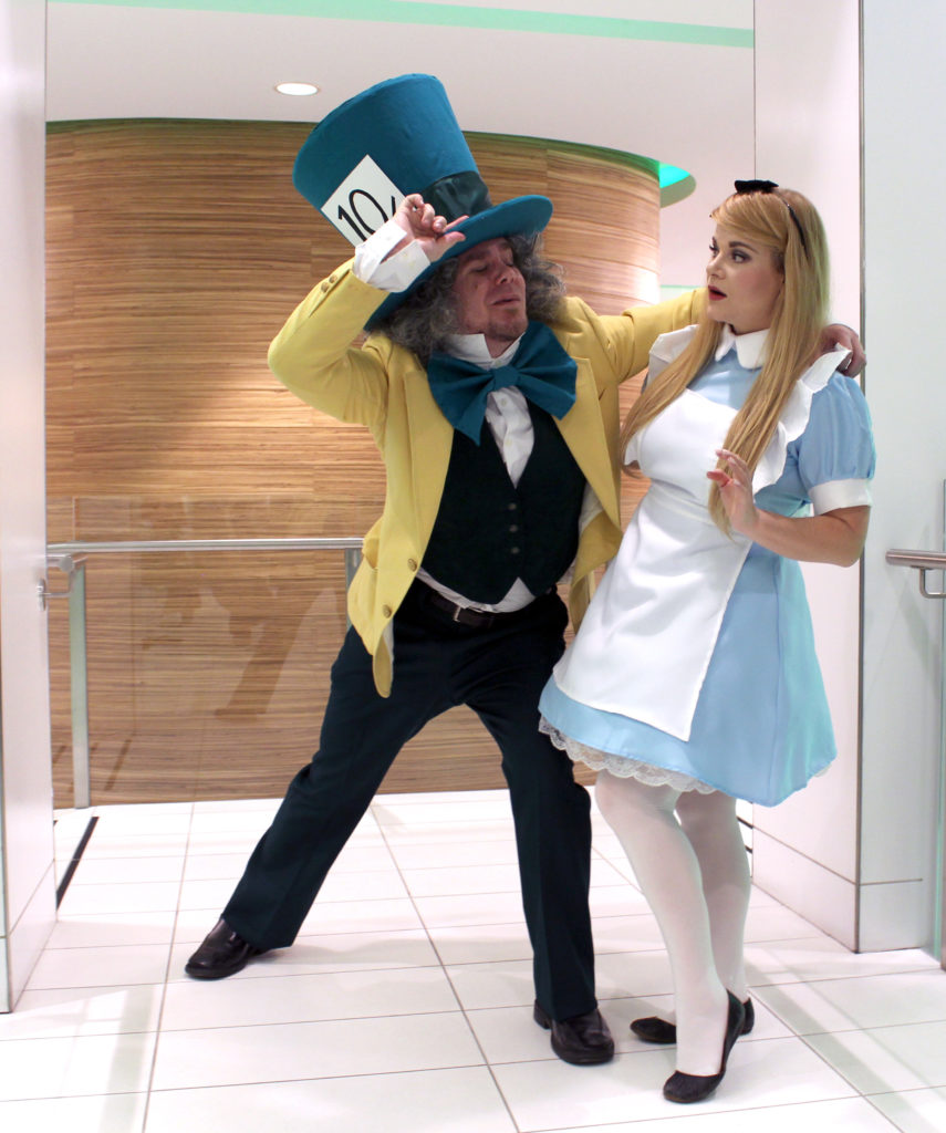 The Mad Hatter confusing Alice