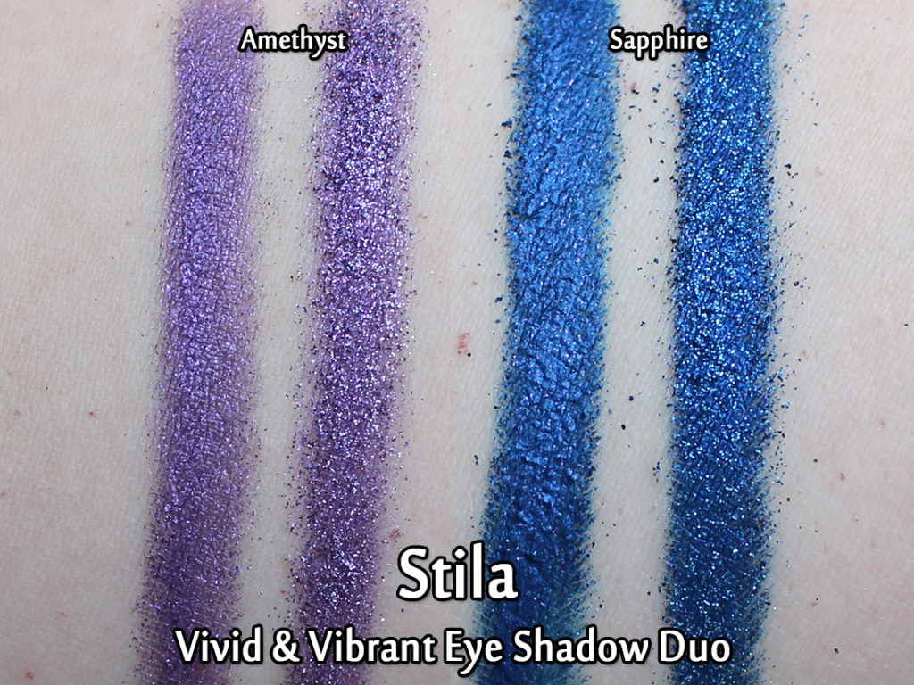 Stila Vivid & Vibrant Eye Shadow Duos in Amethyst and Sapphire - swatches