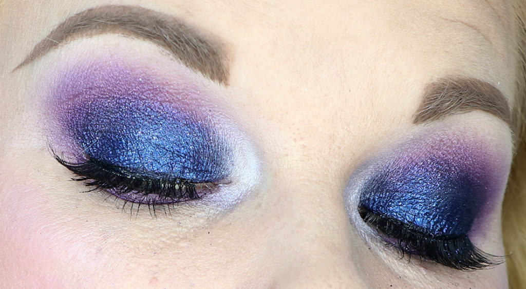 Wearing Vivid Sapphire Shimmer & Glow on the lid with Amethyst Eye Shadow Duo on the outer corner