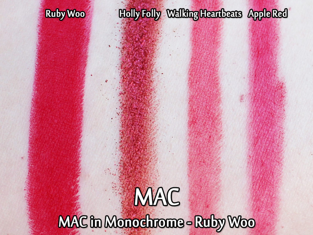 MAC in Monochrome: Ruby Woo - swatches