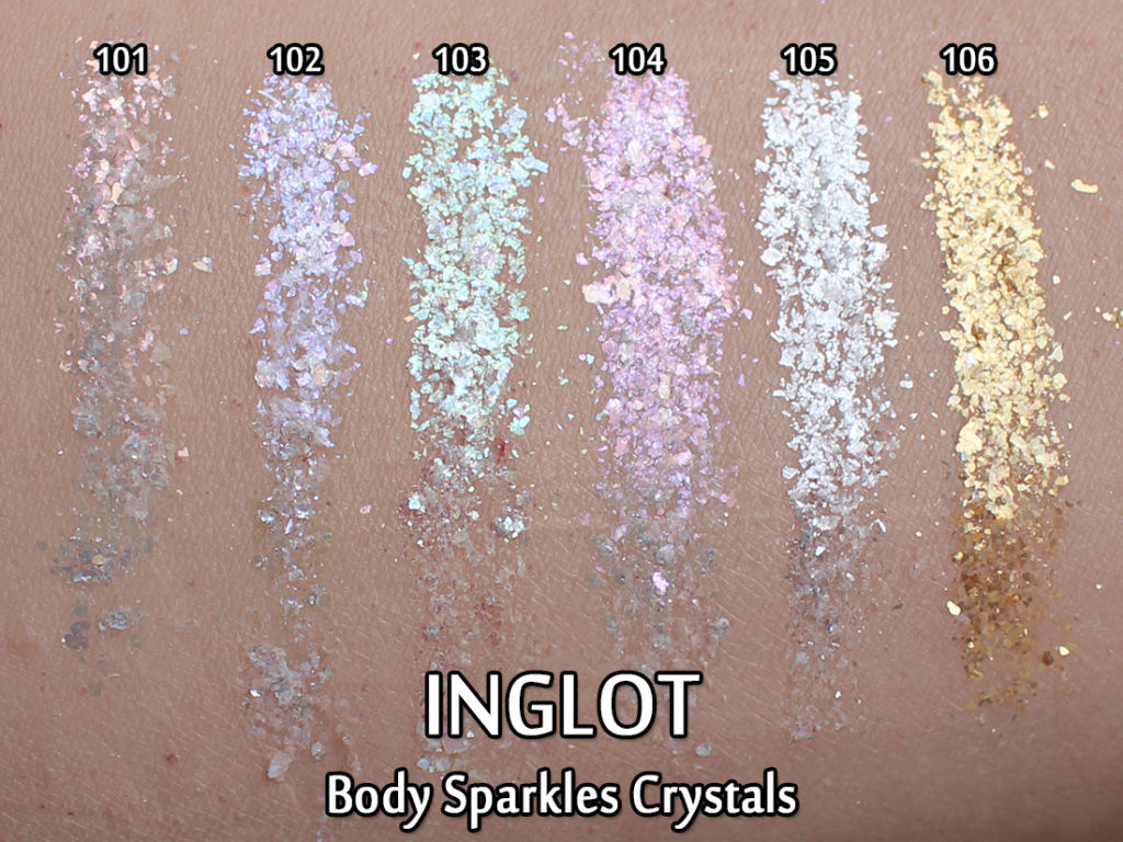 INGLOT Body Sparkles Crystals - swatched
