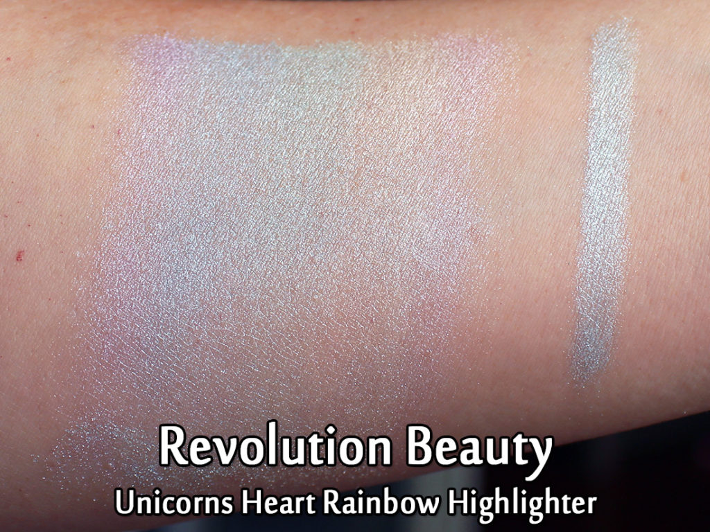 Revolution Beauty Unicorns Heart Rainbow Highlighter - swatched