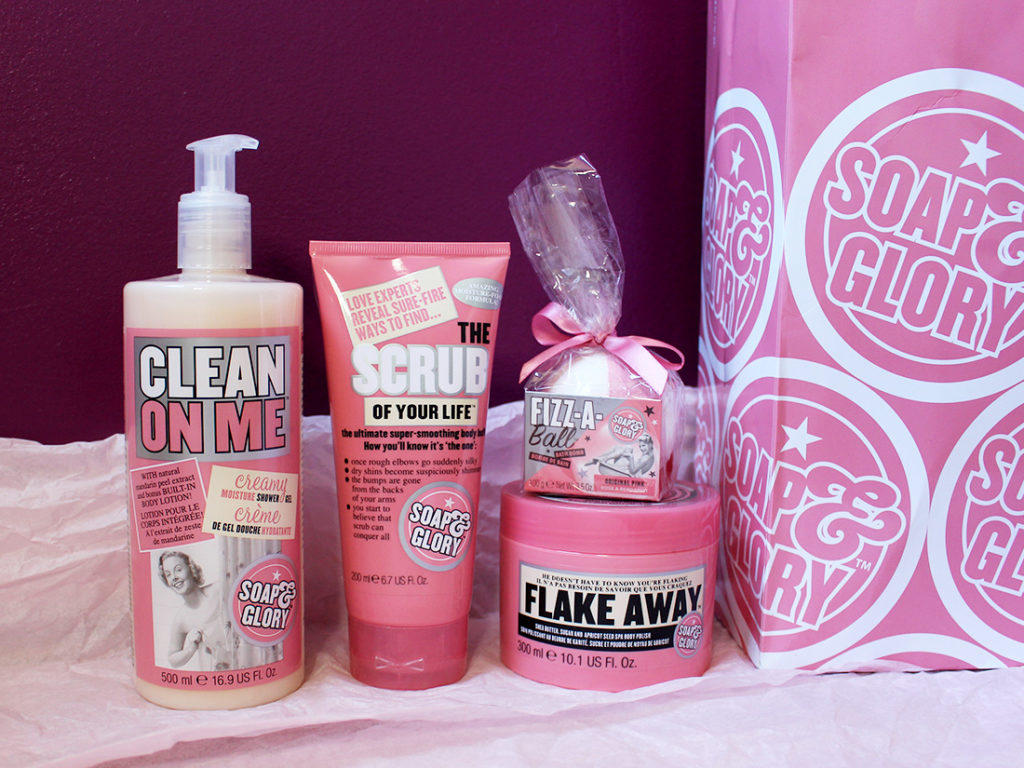 Soap & Glory Original Pink - Clean On Me, The Scrub of Your Life, Flake Away and Fizz-a-ball
